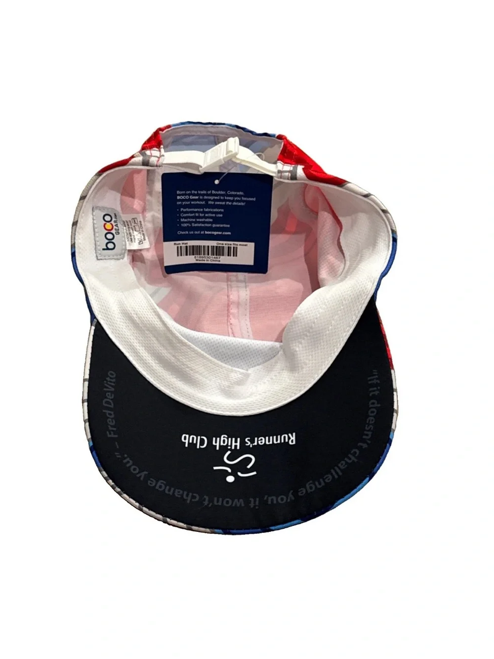 BOCO Performance Hat Runner’s High Club OSFM Red Moisture Wicking Headwear NWT